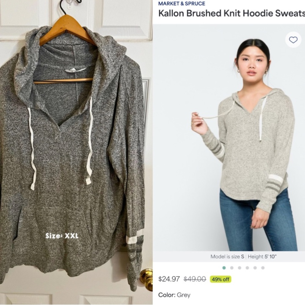 Market & Spruce Gray V-Neck Sweater